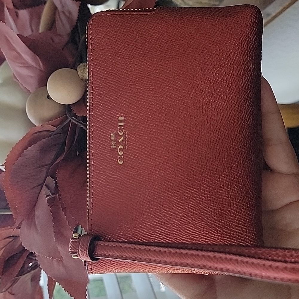 Coach Wristlet Purse Metallic Clay